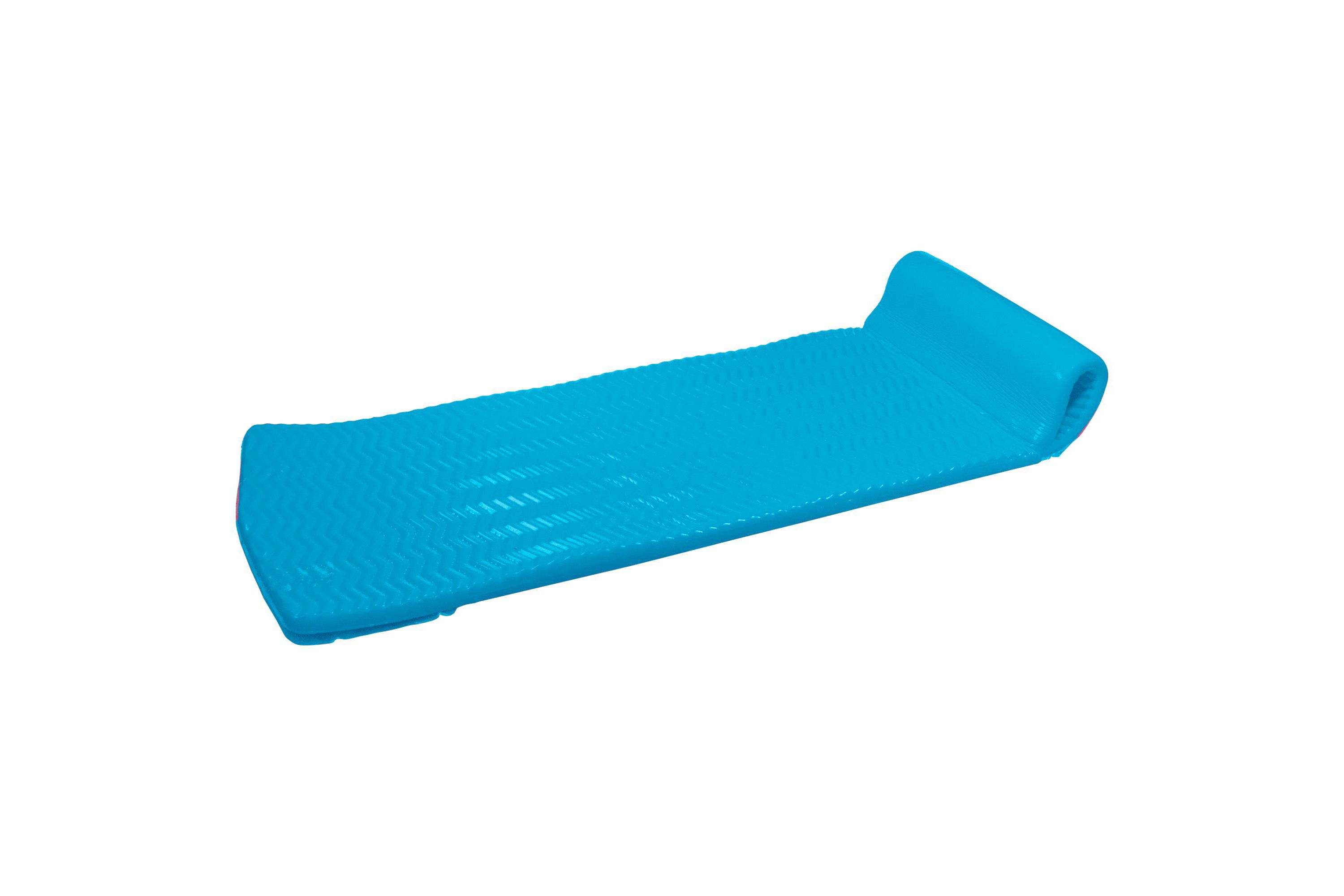 74" Icy Blue Floating Foam Swimming Pool Mattress Lounger with Head Rest