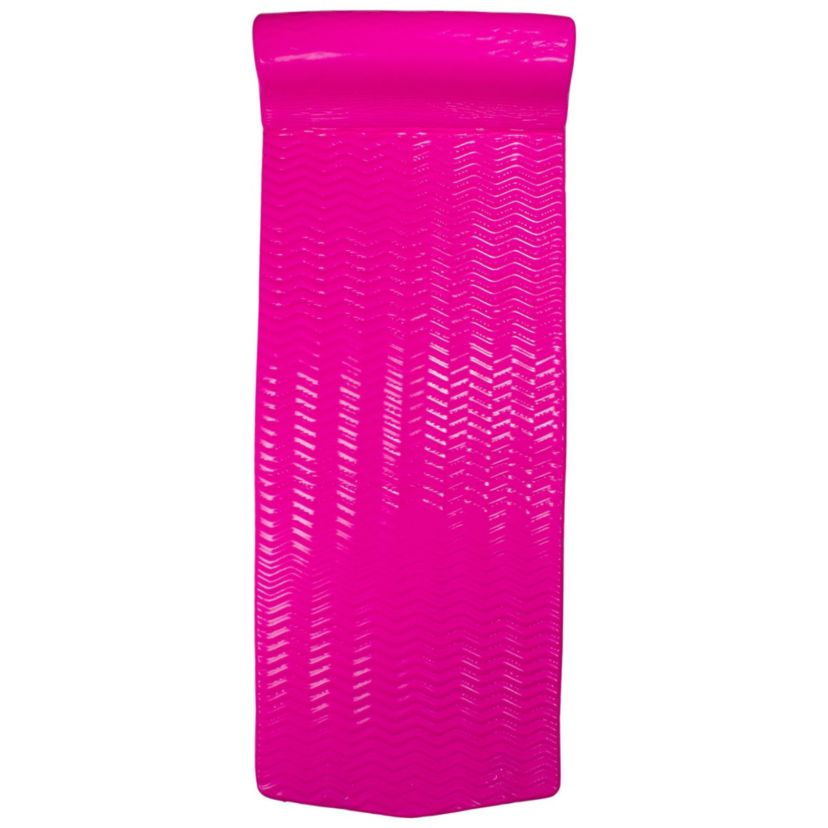 74" Pink Floating Foam Swimming Pool Mattress Lounger with Head Rest