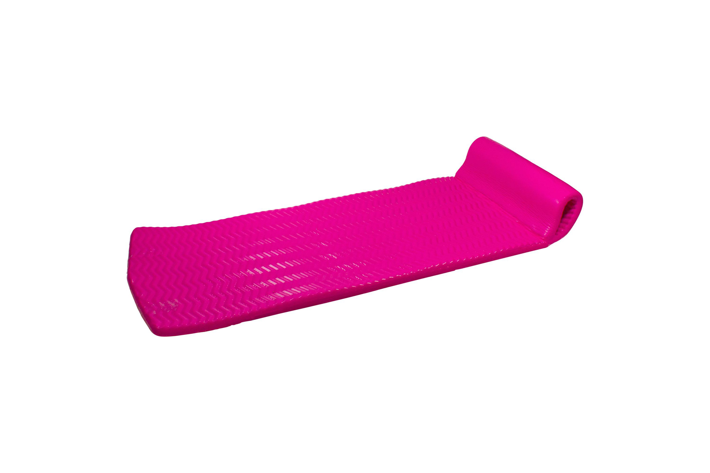 74" Pink Floating Foam Swimming Pool Mattress Lounger with Head Rest