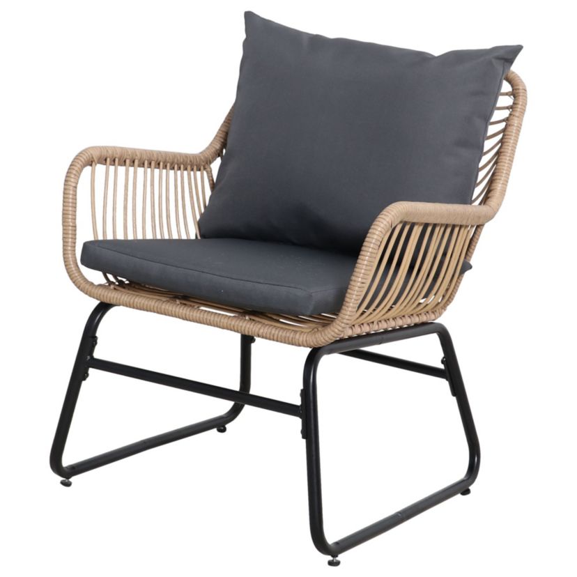 3-Piece Santa Cruz Rattan Outdoor Patio Chat Set with Cushions