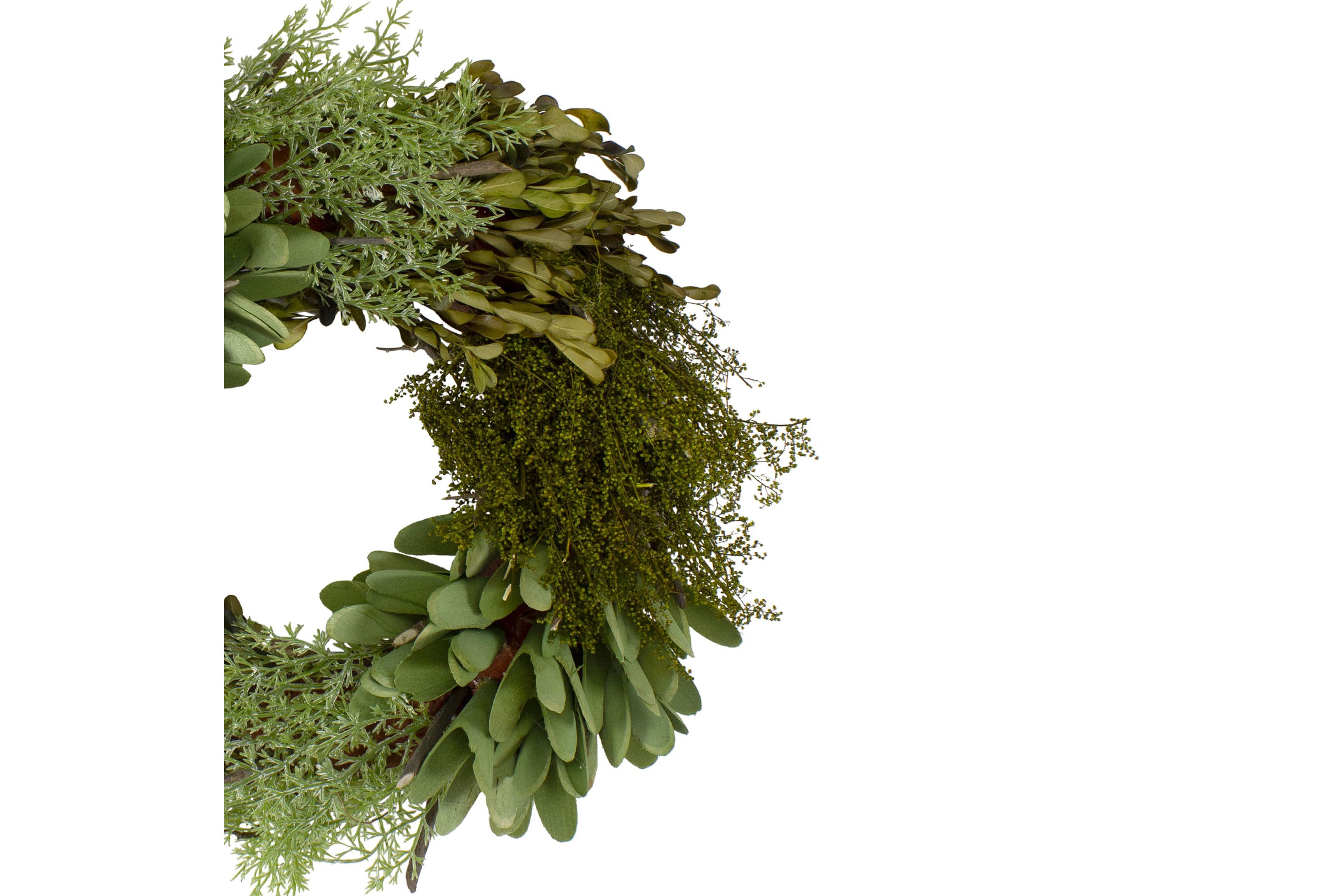 Cedar  Succulent and Day Grass Artificial Spring Wreath  Green -14-Inch