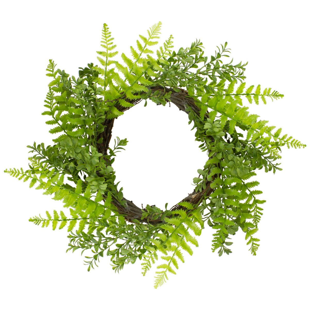 Fern Leaf Artificial Springtime Wreath Green - 18-Inch