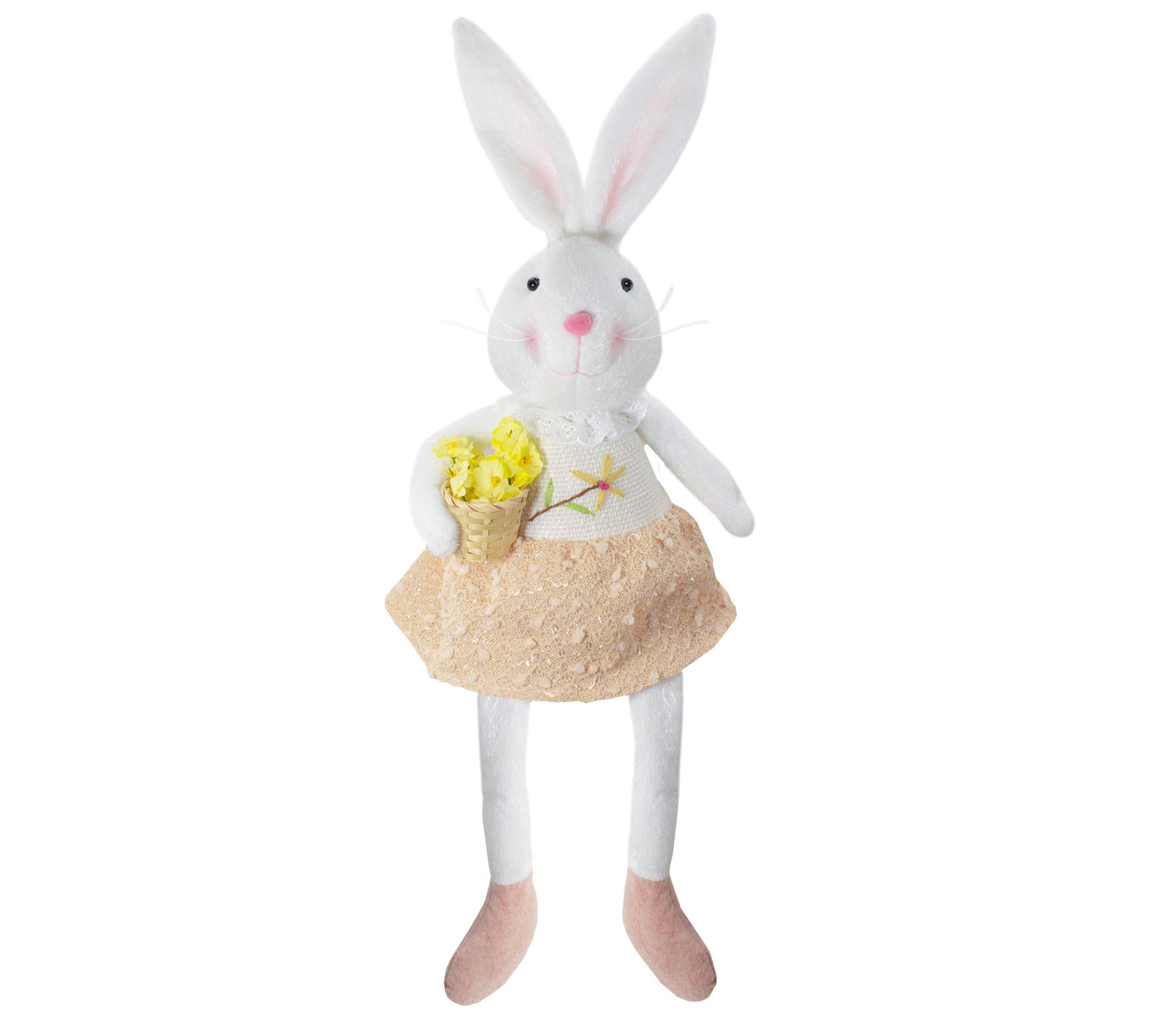 24" White and Pink Girl Bunny Rabbit Easter and Spring Table Top Figure