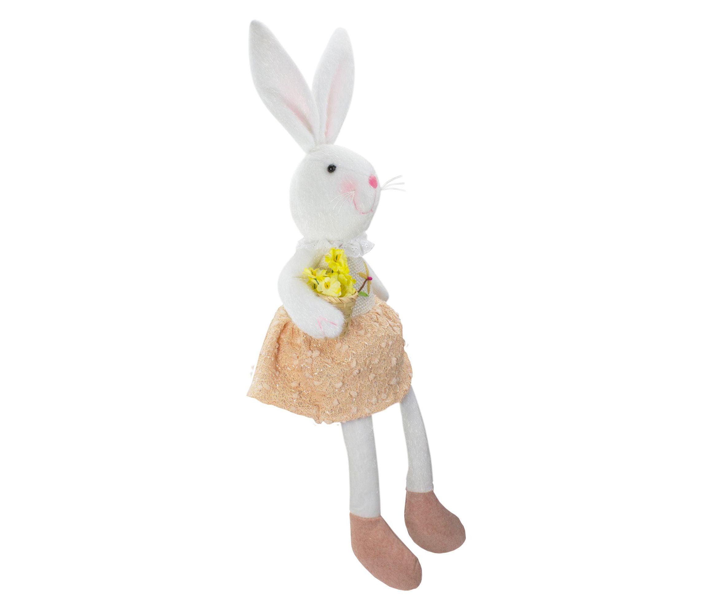 24" White and Pink Girl Bunny Rabbit Easter and Spring Table Top Figure