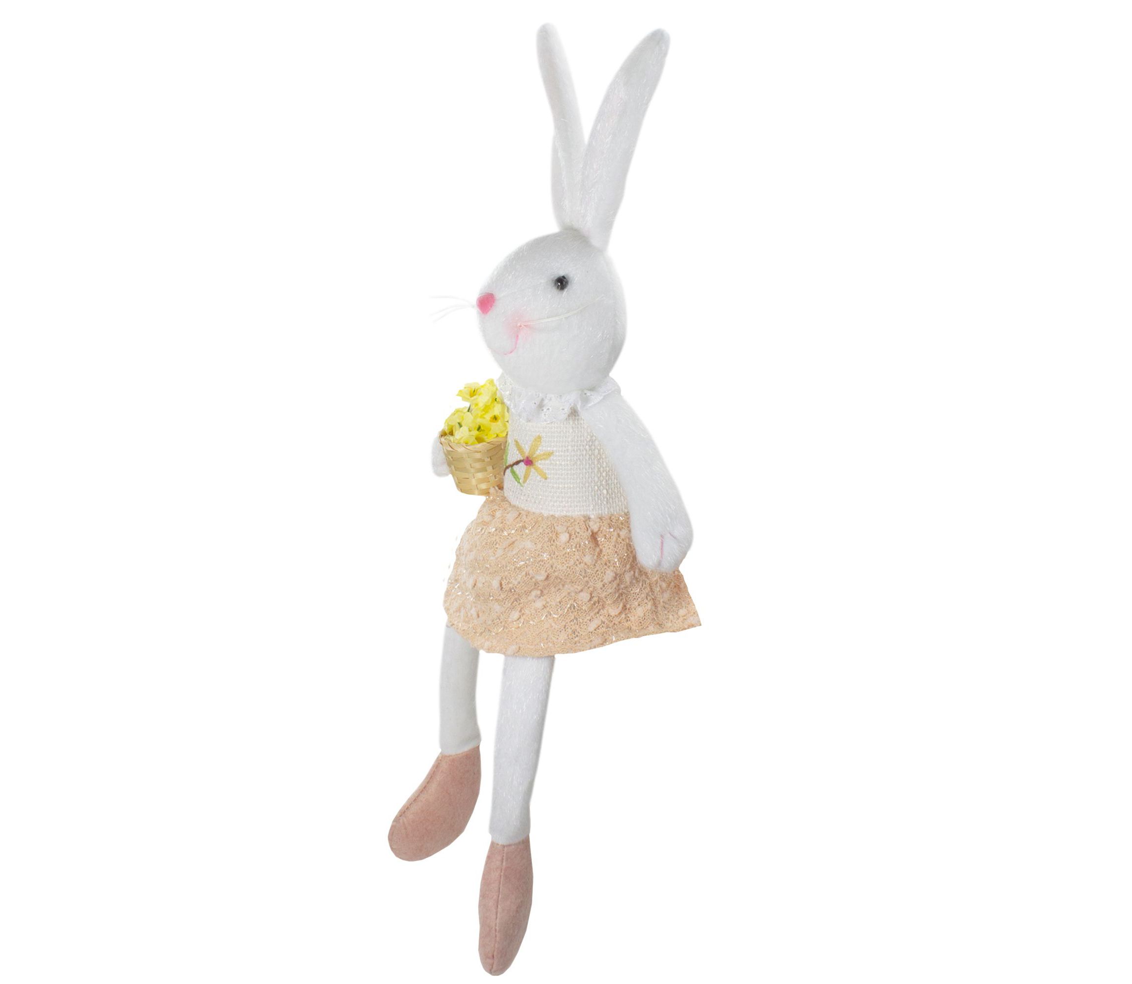 24" White and Pink Girl Bunny Rabbit Easter and Spring Table Top Figure