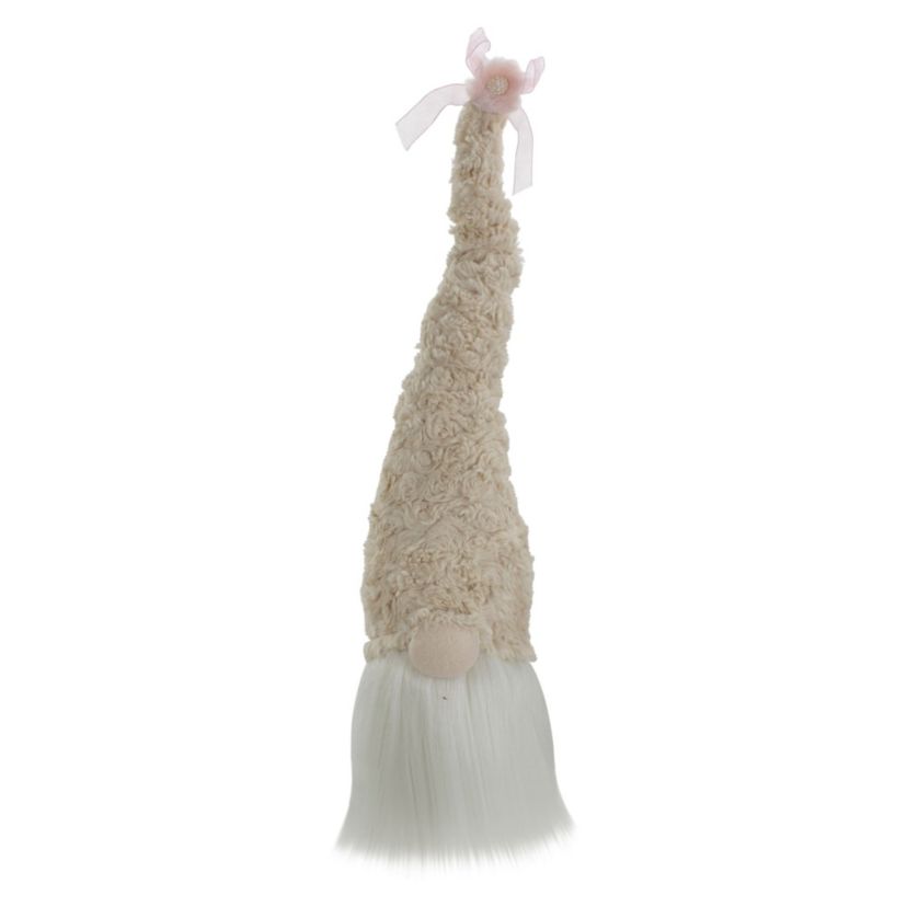 Spring Gnome Head with Bow Decoration - 21.5" - Pink and White