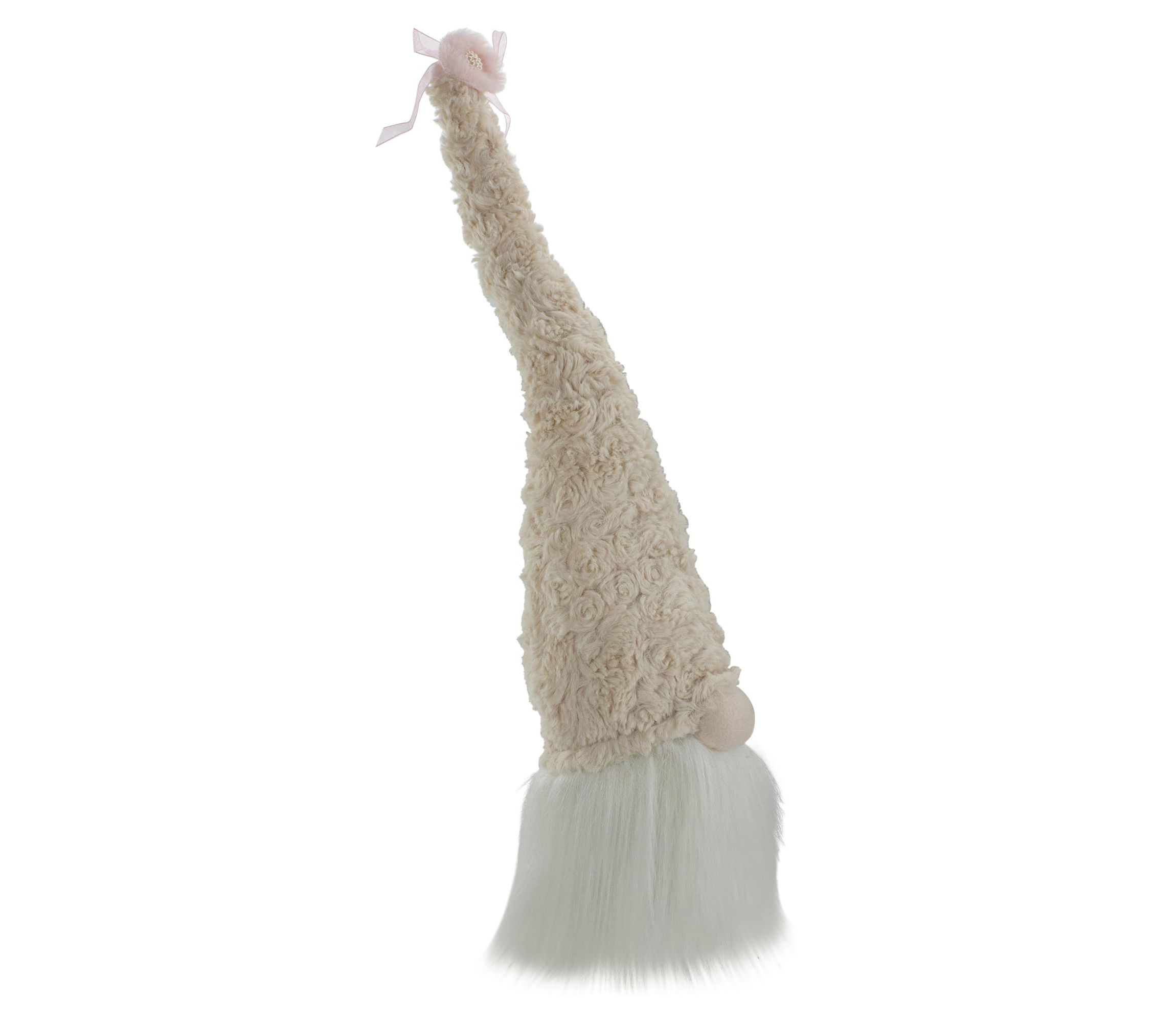 Spring Gnome Head with Bow Decoration - 21.5" - Pink and White