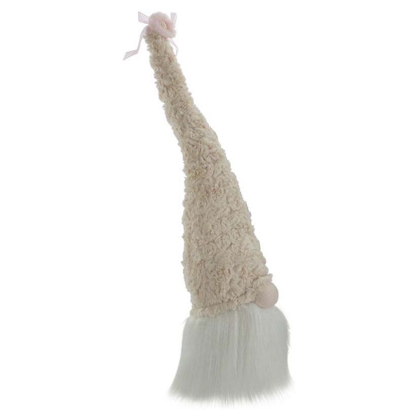 Spring Gnome Head with Bow Decoration - 21.5" - Pink and White