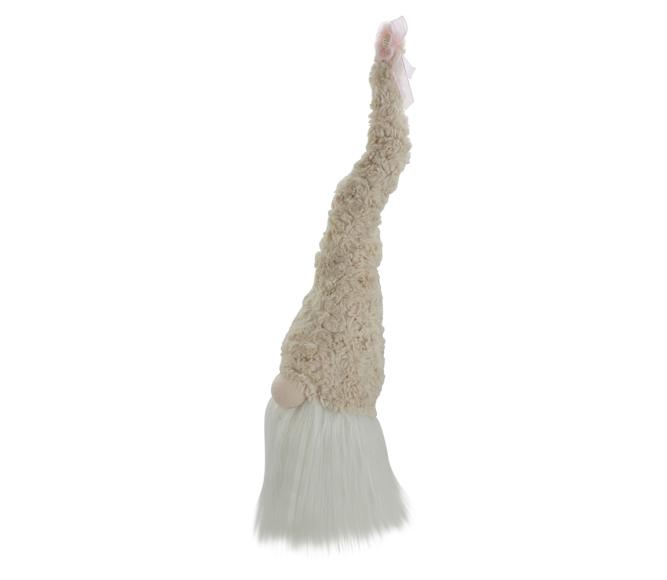 Spring Gnome Head with Bow Decoration - 21.5" - Pink and White
