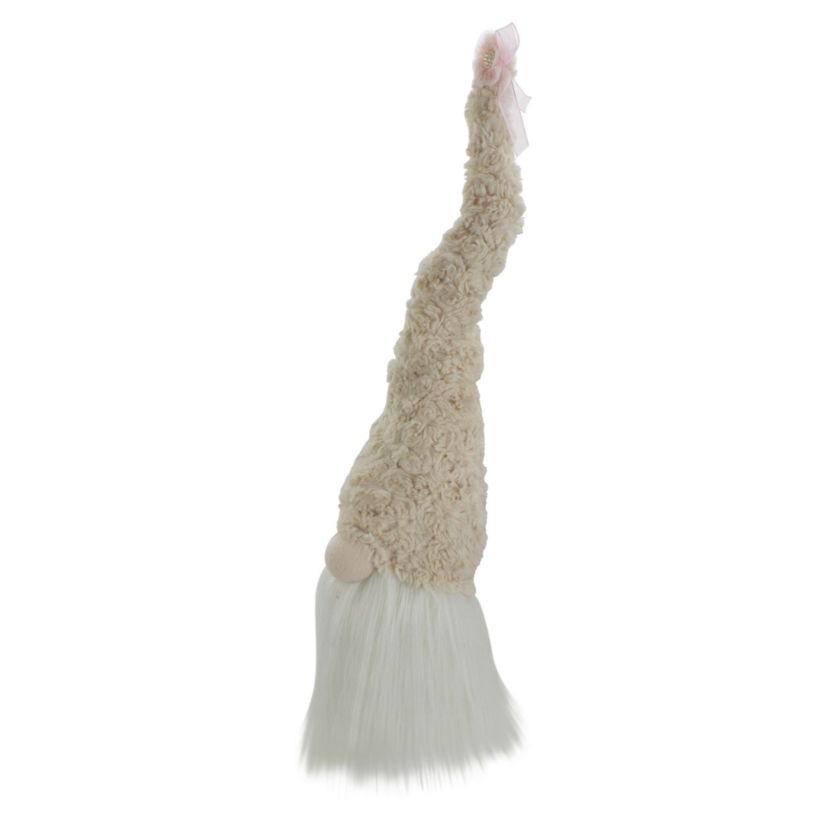 Spring Gnome Head with Bow Decoration - 21.5" - Pink and White