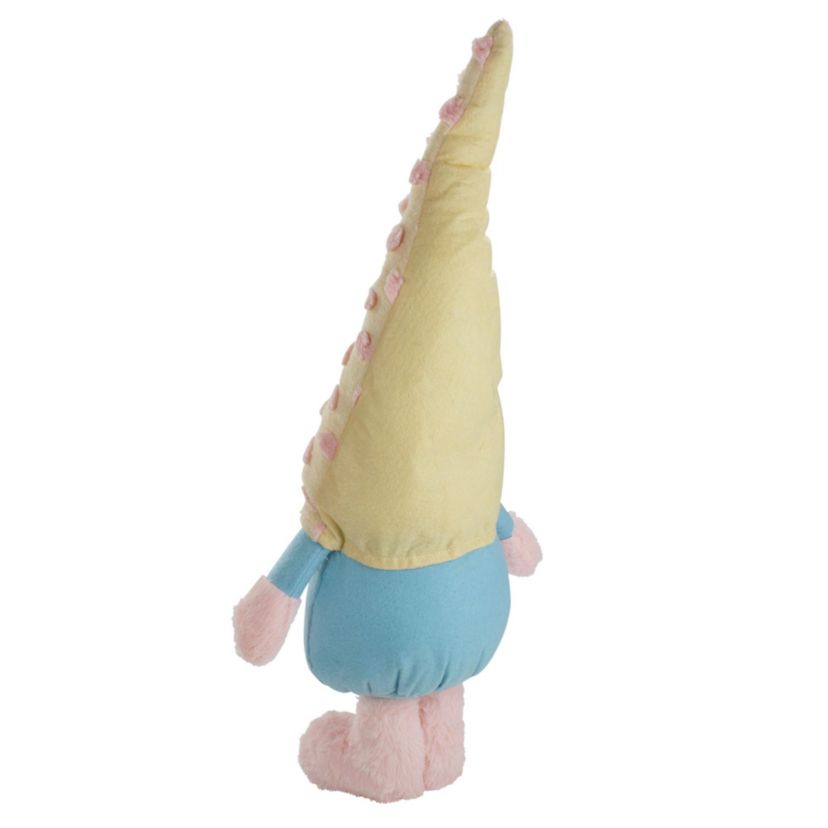 22" Blue and Pink Standing Spring Plush Gnome Figure with a Polka Dot Hat