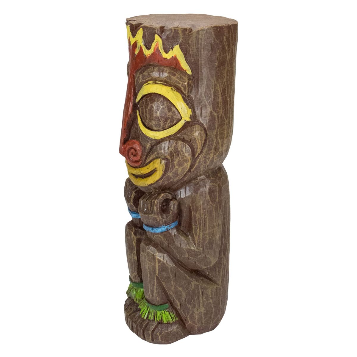 16" Solar Lighted Polynesian Outdoor Garden Fire Tiki Statue