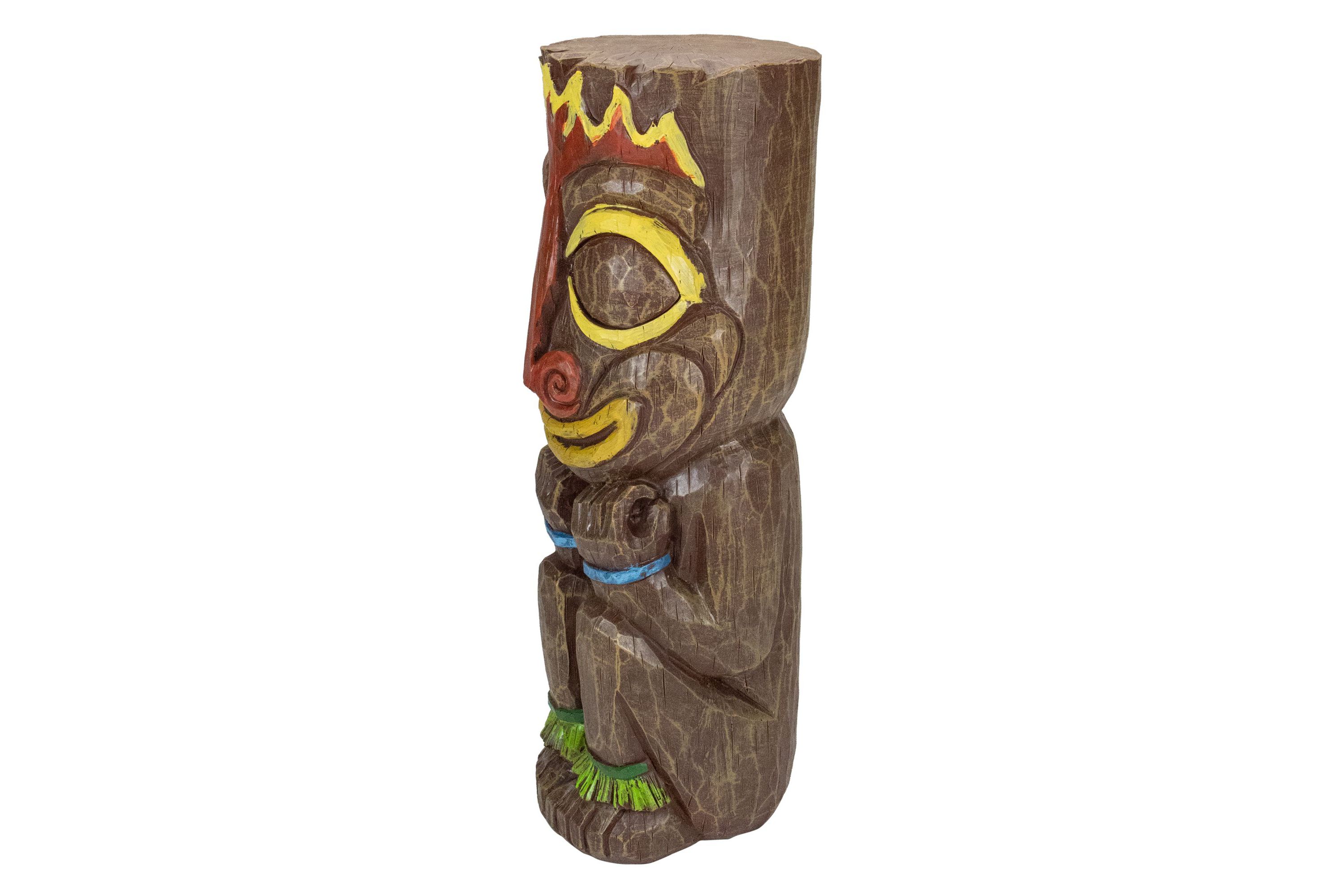 16" Solar Lighted Polynesian Outdoor Garden Fire Tiki Statue