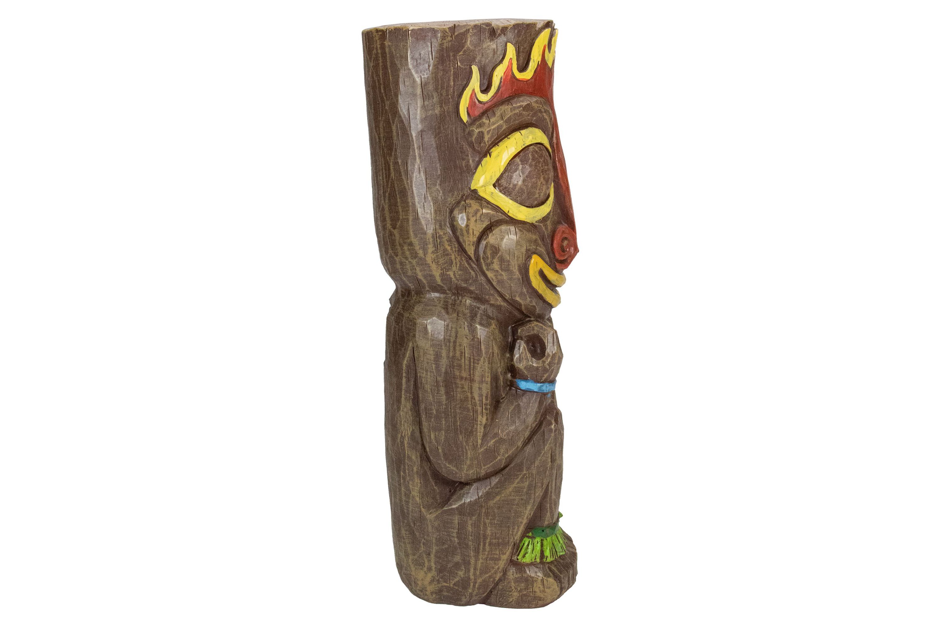 16" Solar Lighted Polynesian Outdoor Garden Fire Tiki Statue