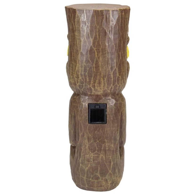 16" Solar Lighted Polynesian Outdoor Garden Fire Tiki Statue