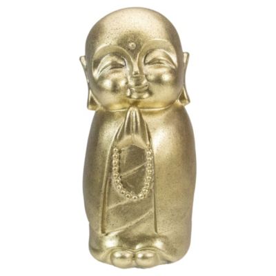 11.5" Golden Buddhist Monk Outdoor Garden Statue