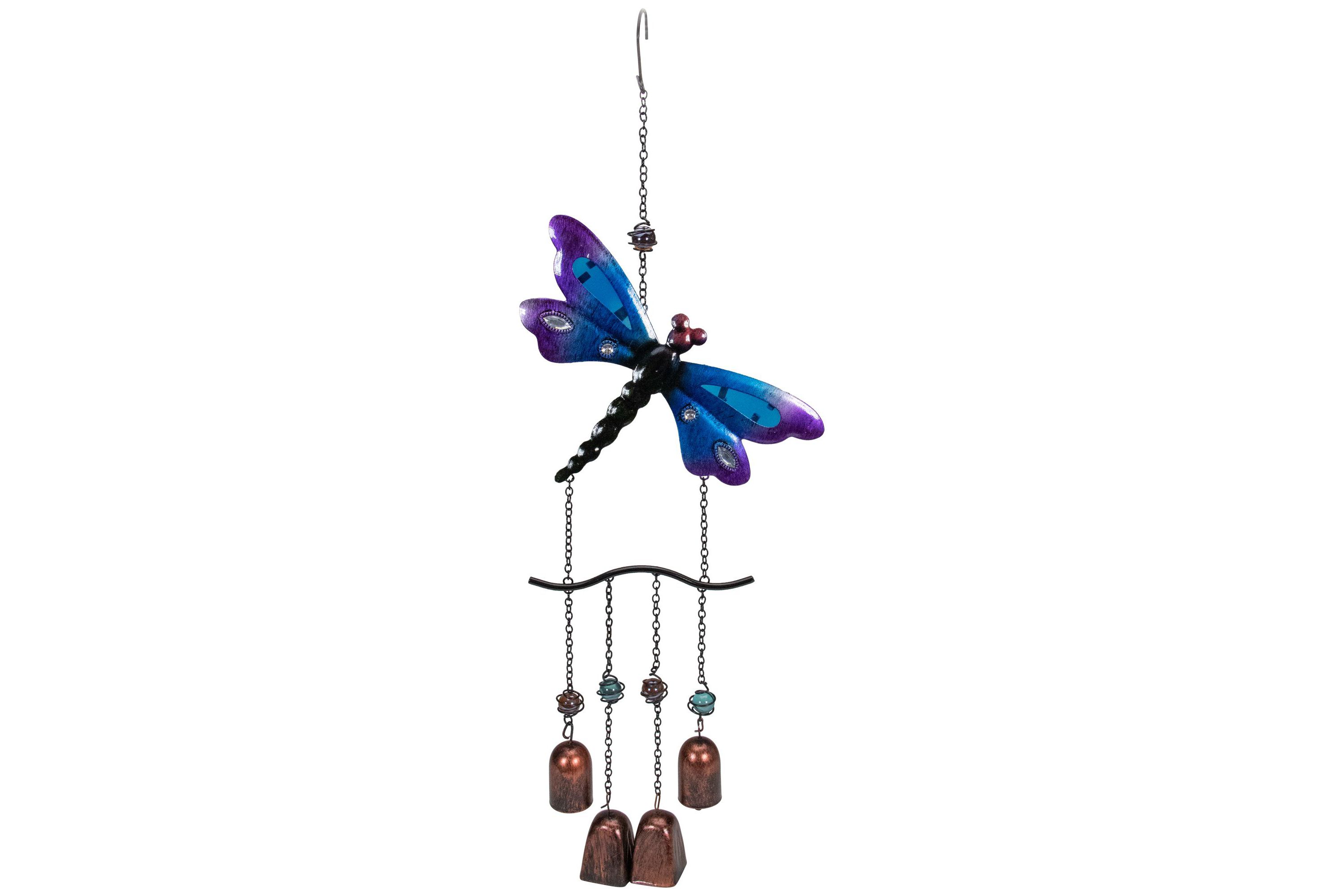 24" Purple and Bronze Dragonfly Outdoor Garden Windchime