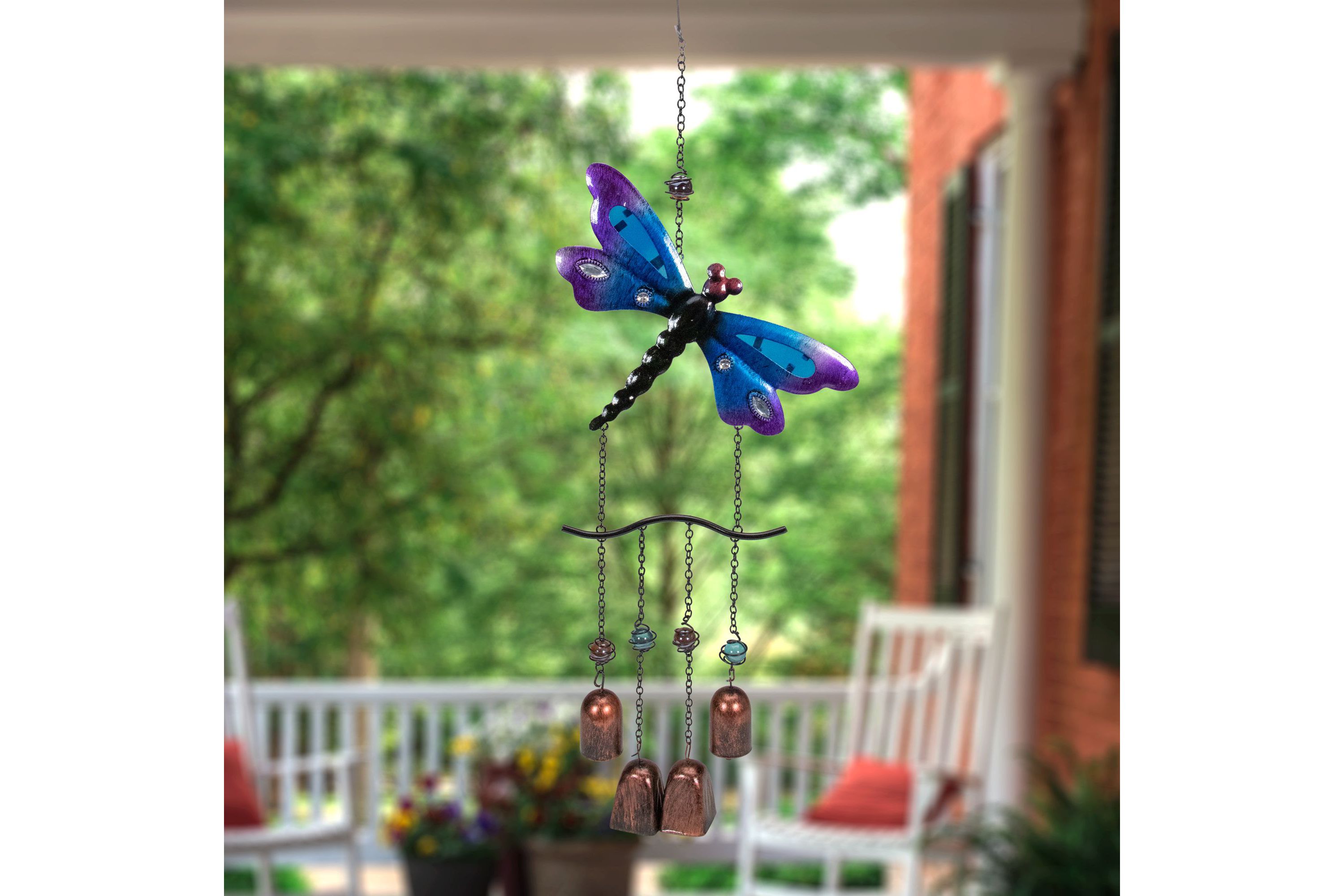 24" Purple and Bronze Dragonfly Outdoor Garden Windchime