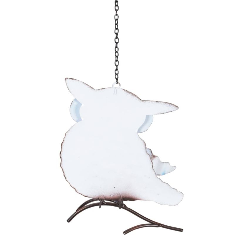 7.75" Blue and Yellow Metal Owl Outdoor Wall Hanging