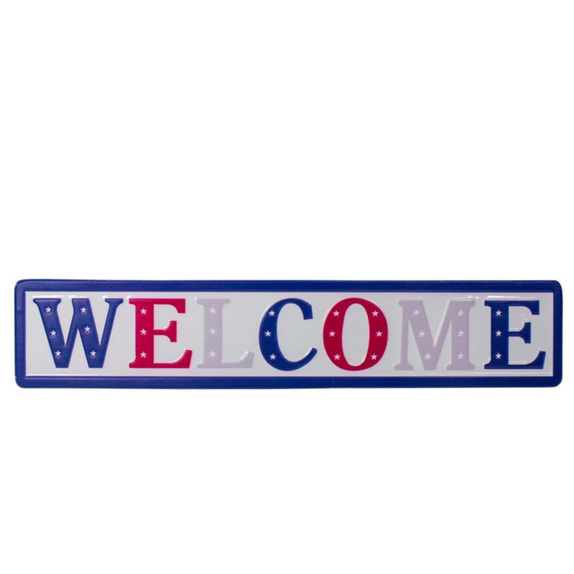18" Metal Patriotic "WELCOME" Sign with Stars Wall Decor
