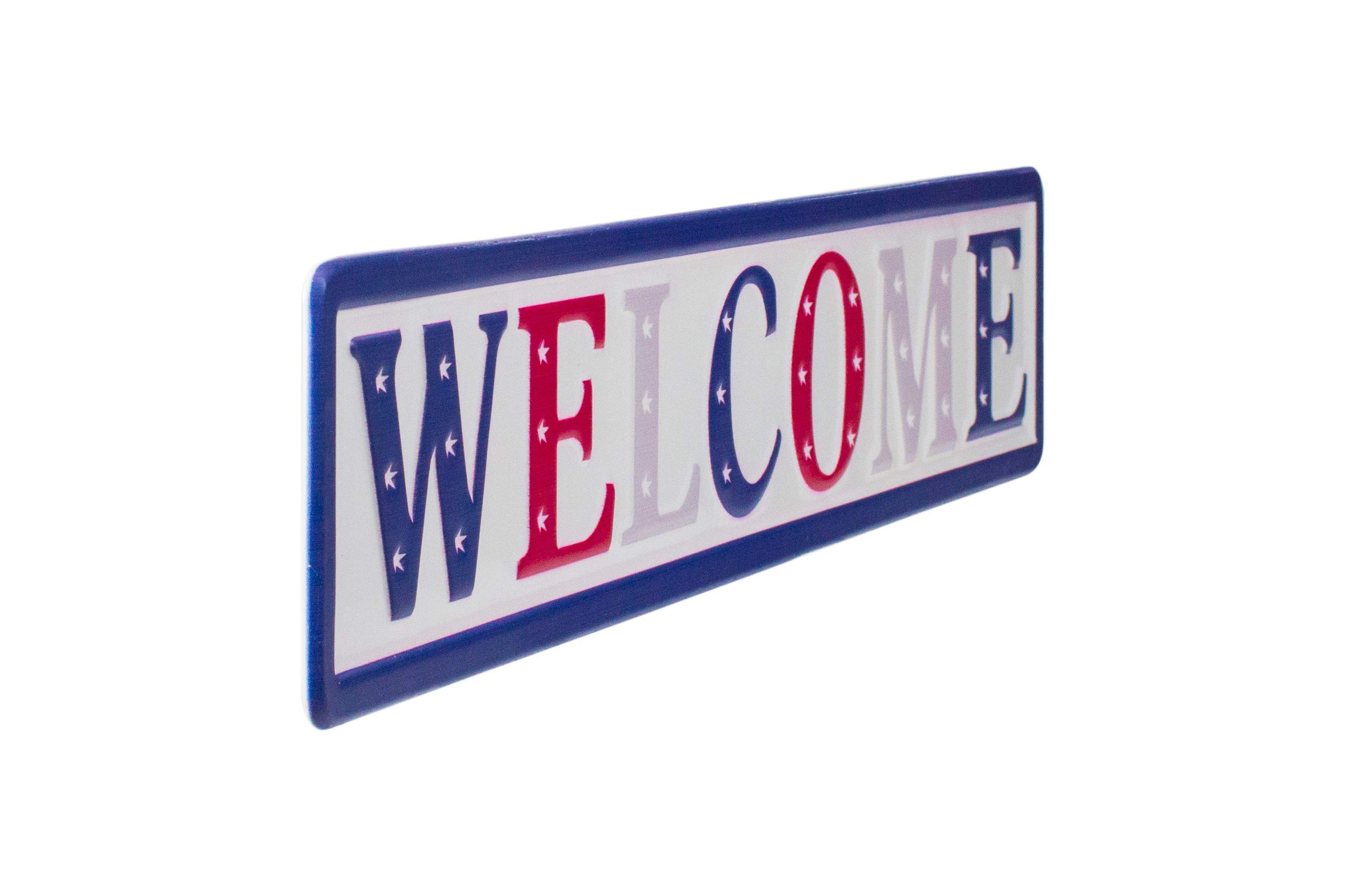 18" Metal Patriotic "WELCOME" Sign with Stars Wall Decor