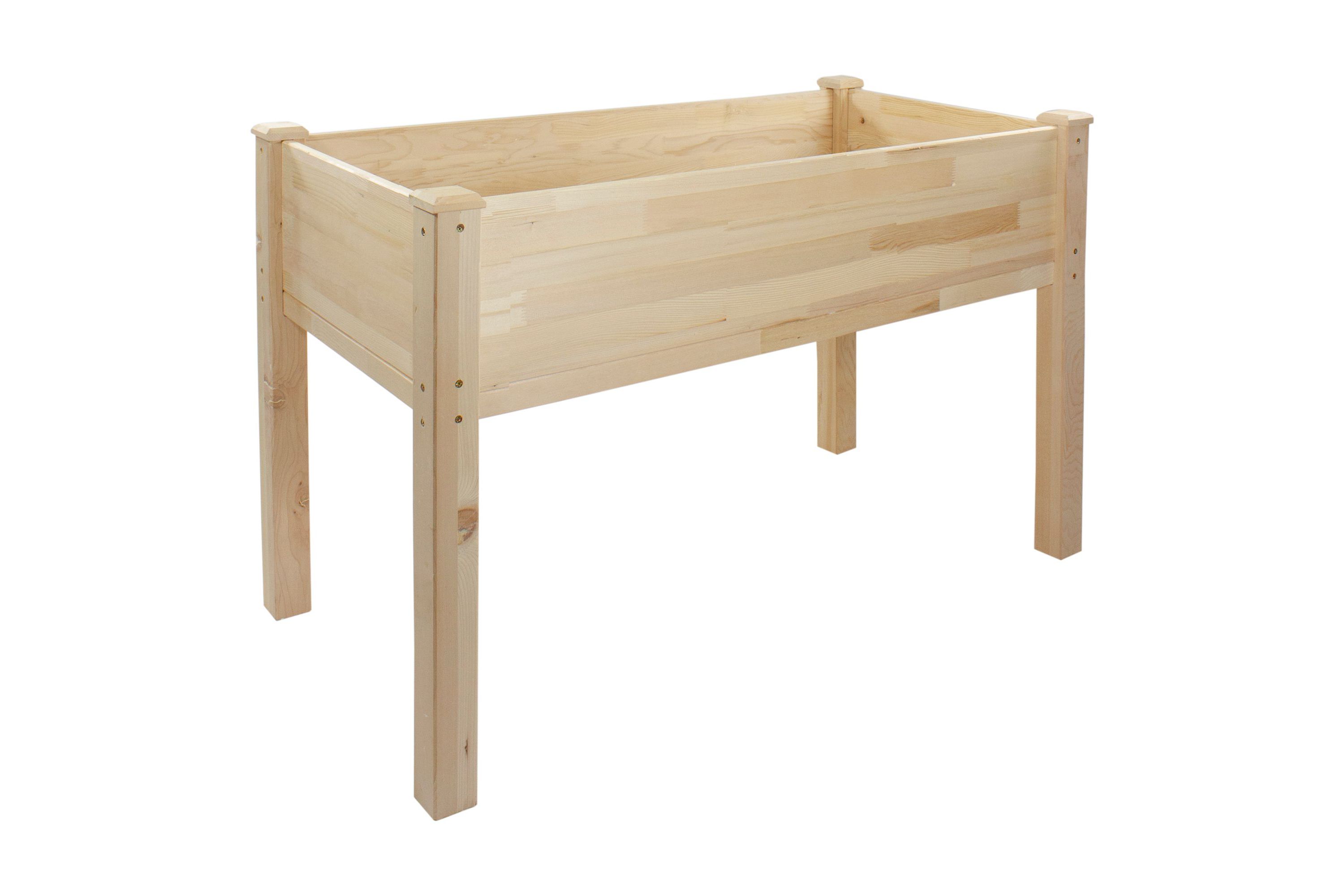 4ft Natural Wood Raised Garden Bed Planter Box with Liner