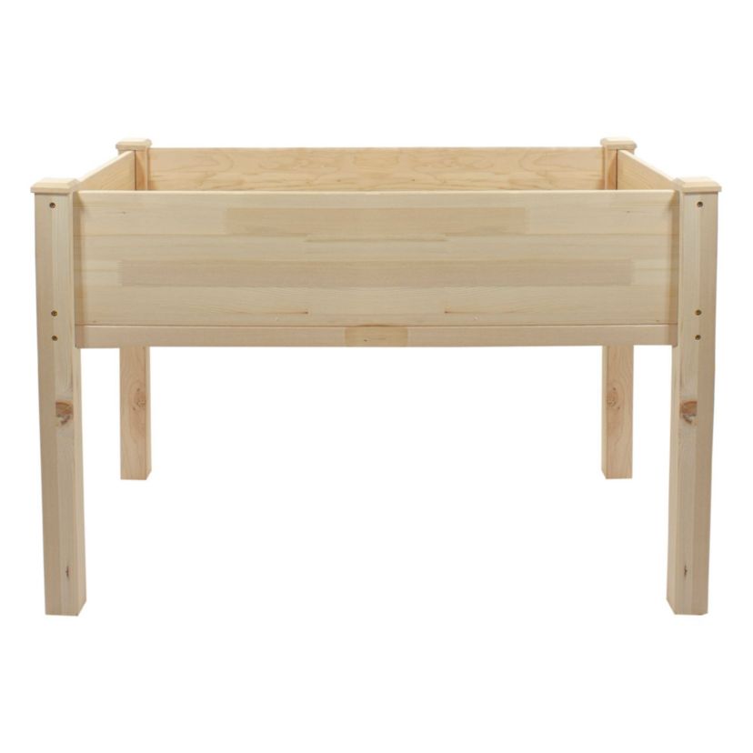 4ft Natural Wood Raised Garden Bed Planter Box with Liner