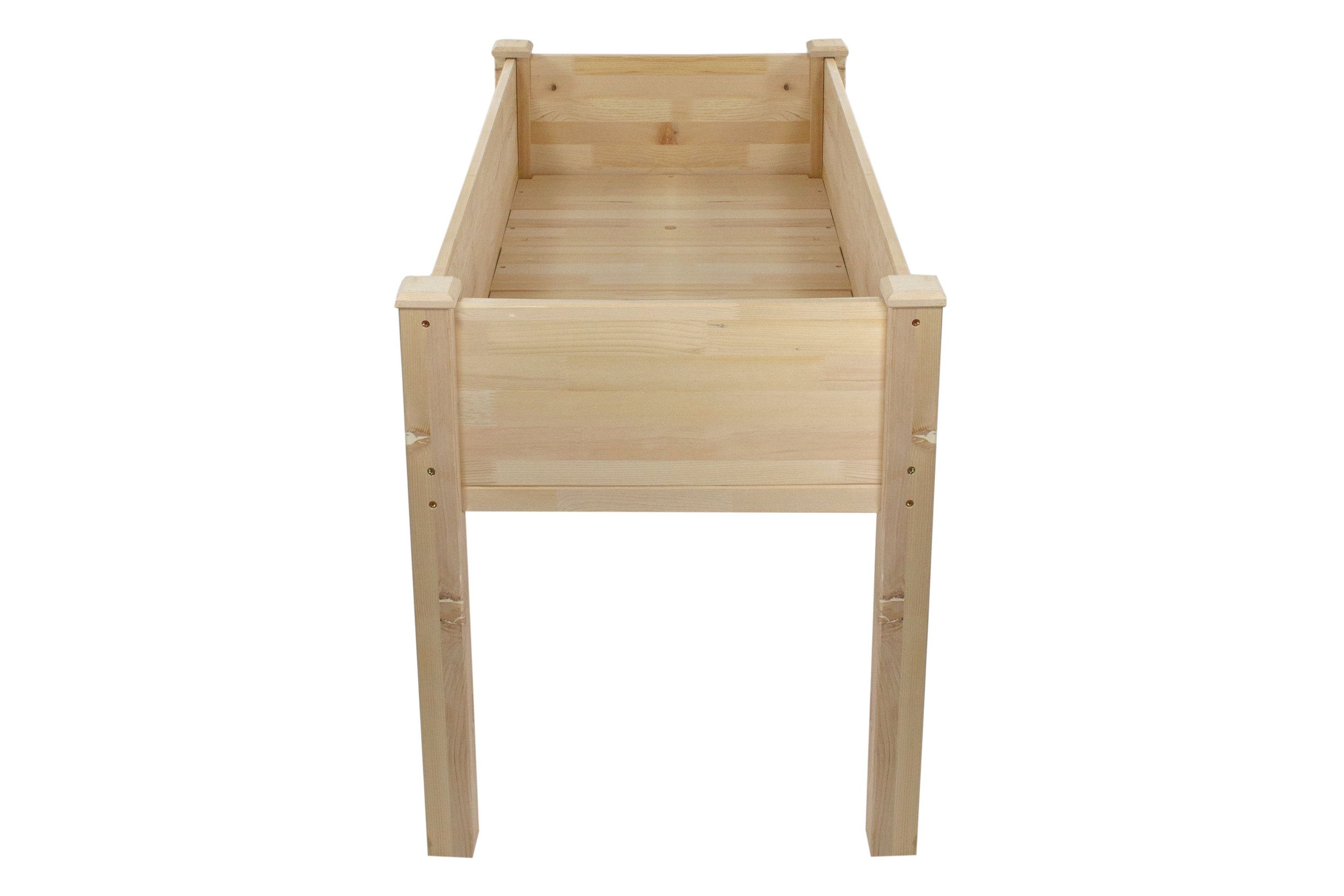 4ft Natural Wood Raised Garden Bed Planter Box with Liner