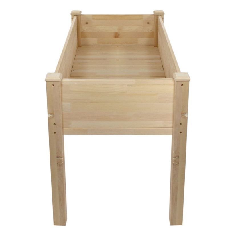 4ft Natural Wood Raised Garden Bed Planter Box with Liner