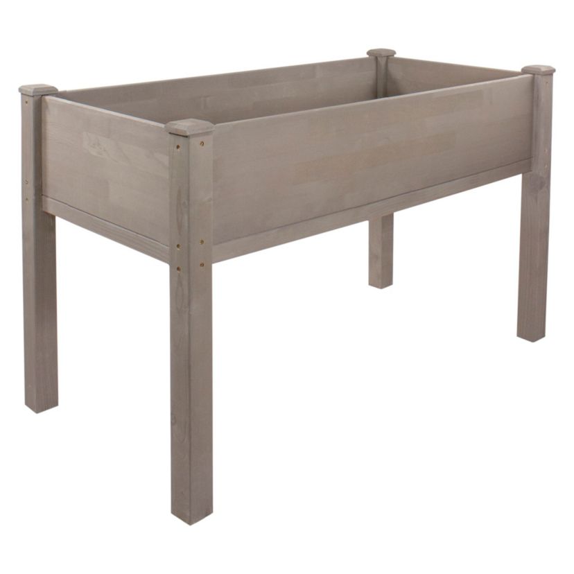 4ft Brown Wood Raised Garden Bed Planter Box with Liner