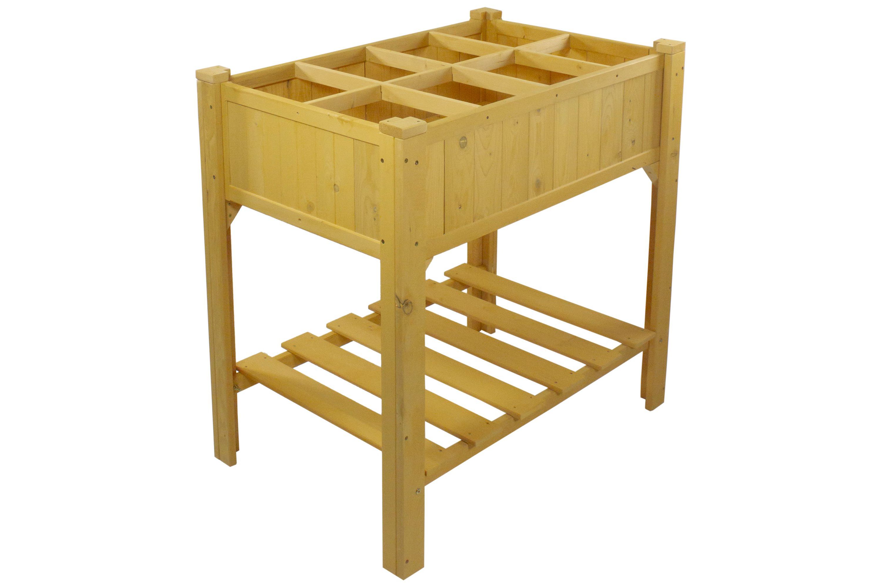 3ft Wooden Raised Garden Bed Planter Box with Shelf