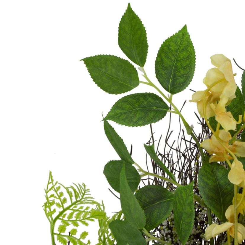 Ranunculus and Rose Floral Spring Wreath Orange and Yellow 20"