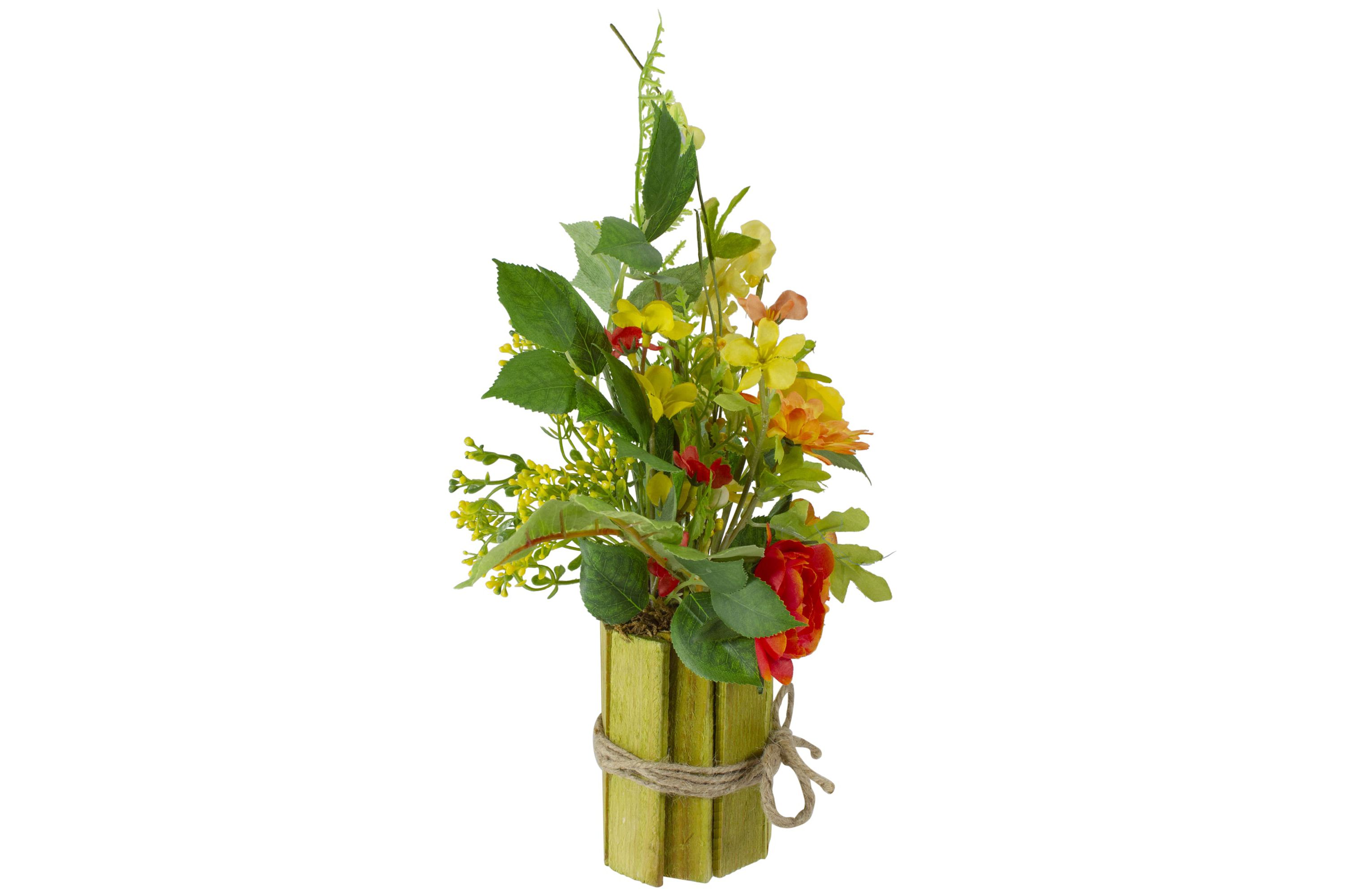 Potted Ranunculus and Rose Floral Spring Decoration - 13"