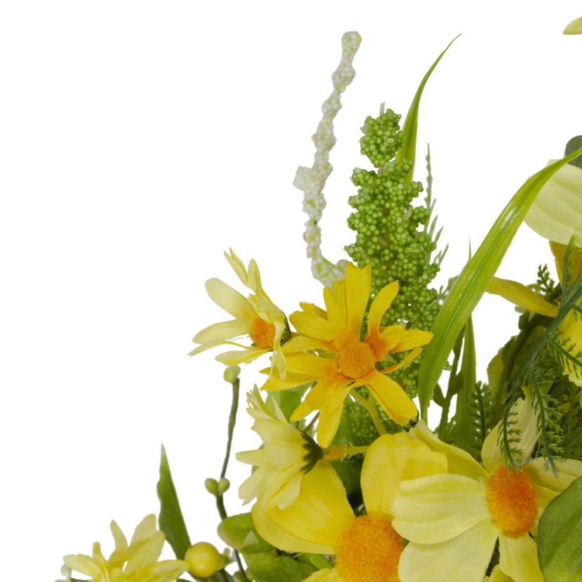 Daisy and Berry Floral Spring Wreath  Yellow and Green 23"