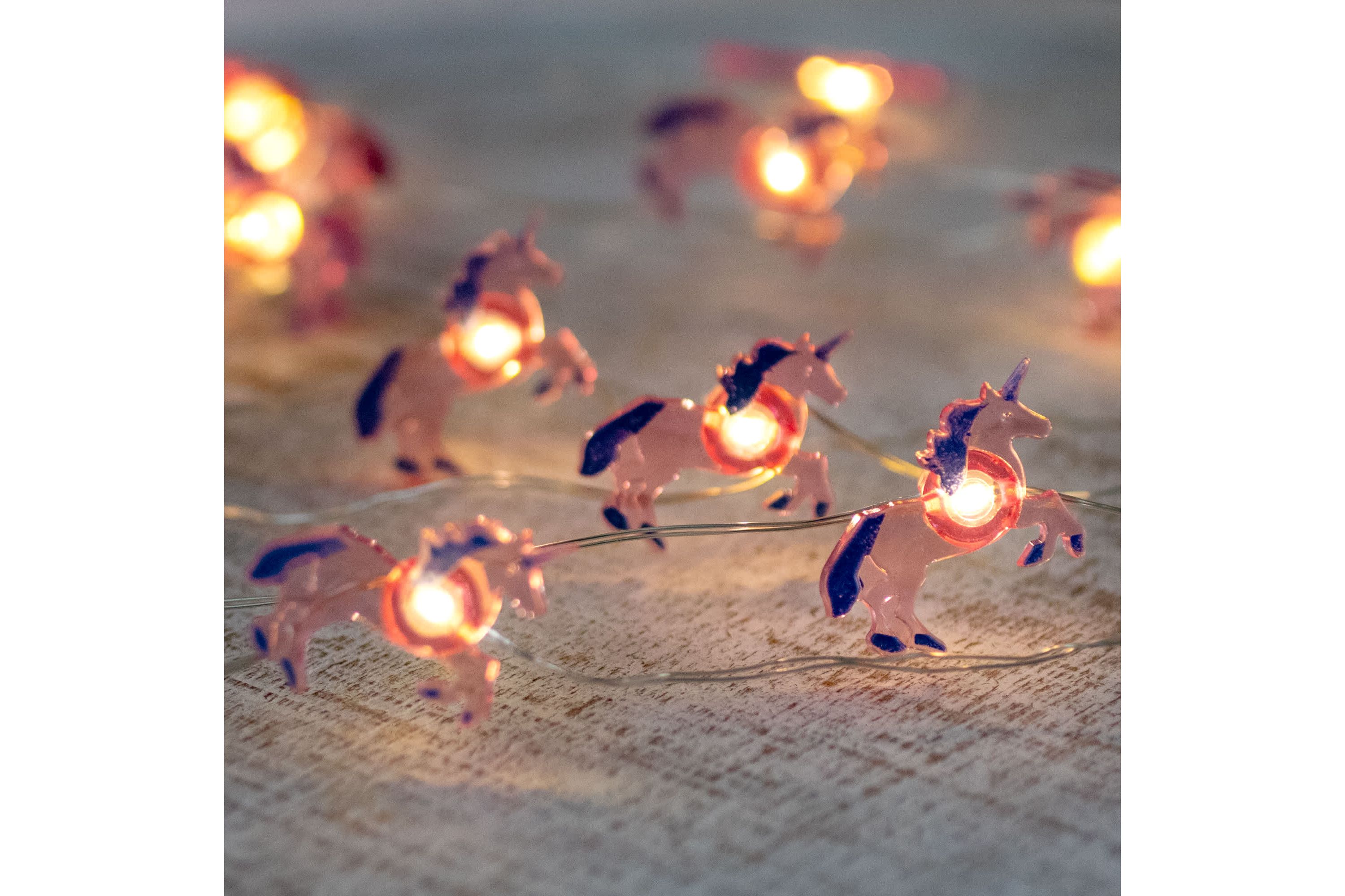 10-Count LED Pink Unicorn Fairy Lights - Warm White