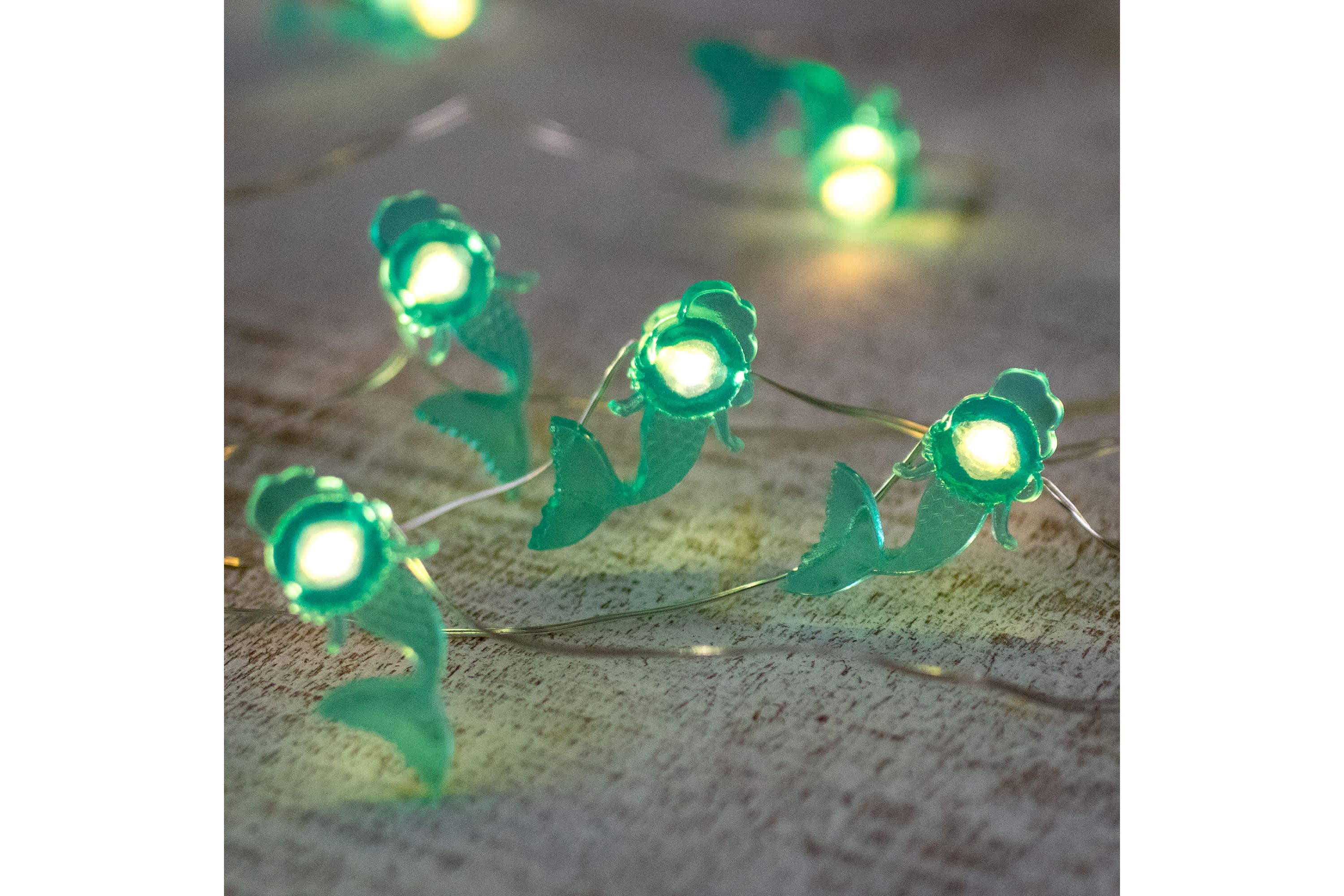 10-Count LED Teal Mermaid Fairy Lights - Warm White