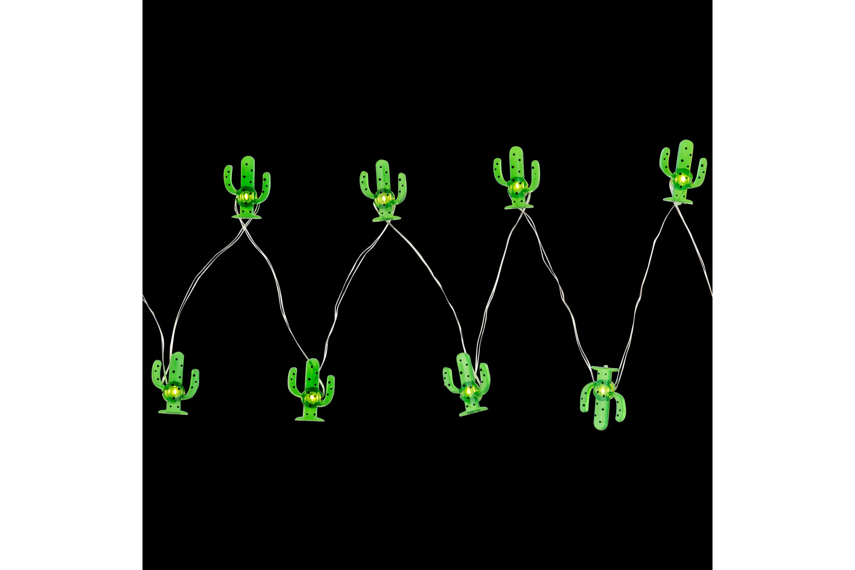 10-Count LED Green Cactus Fairy Lights - Warm White