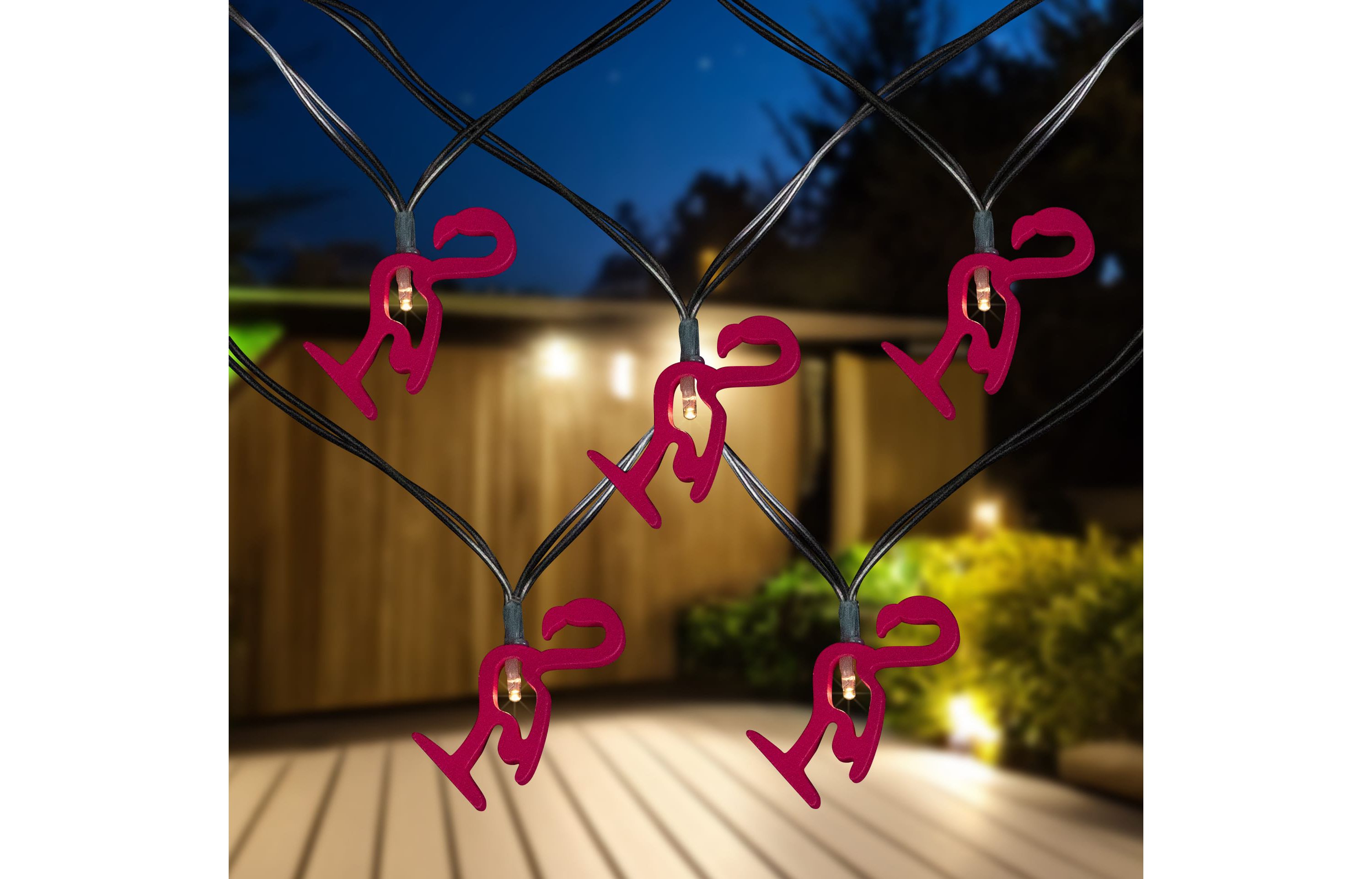 10-Count LED Pink Flamingo Fairy Lights - Warm White