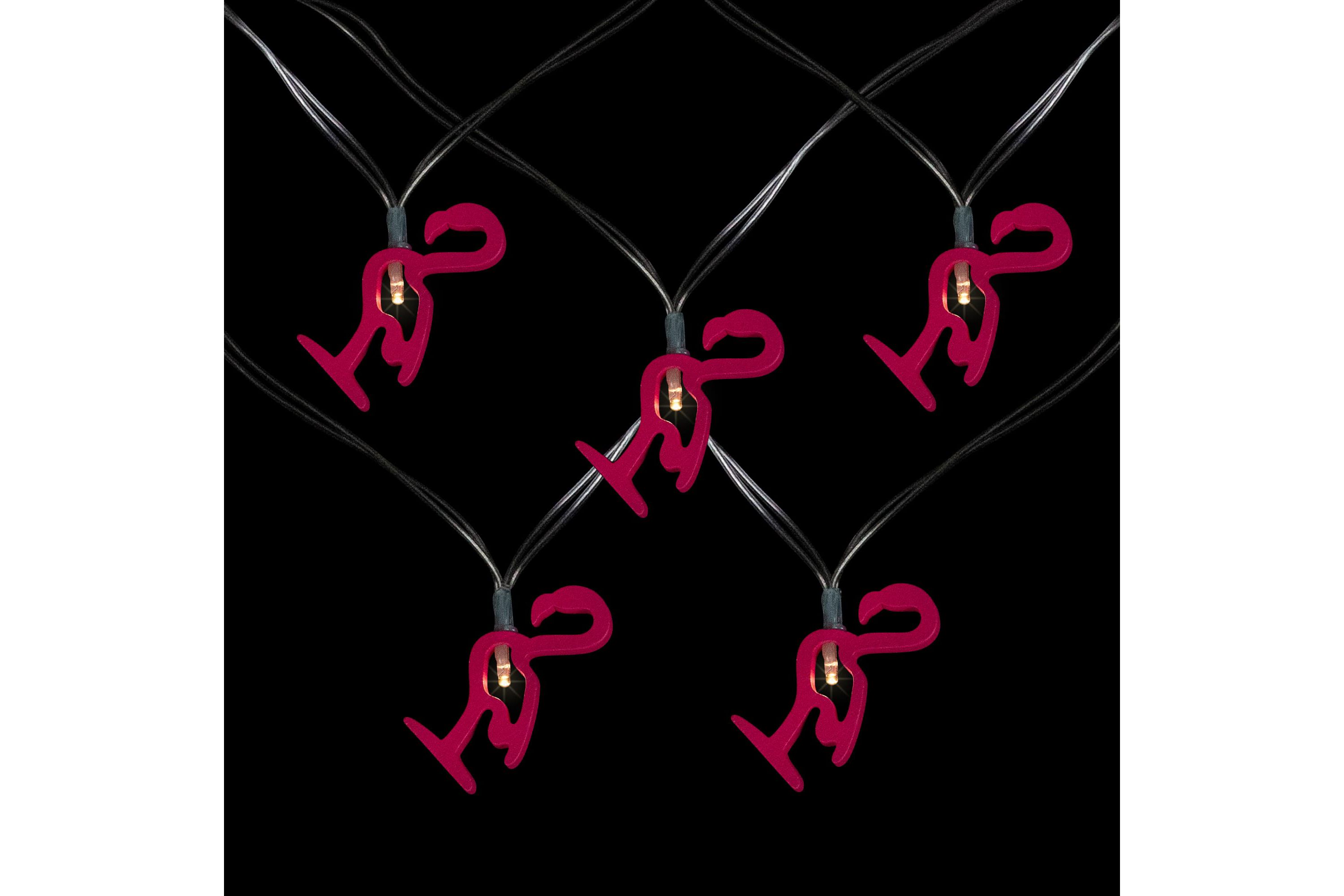 10-Count LED Pink Flamingo Fairy Lights - Warm White