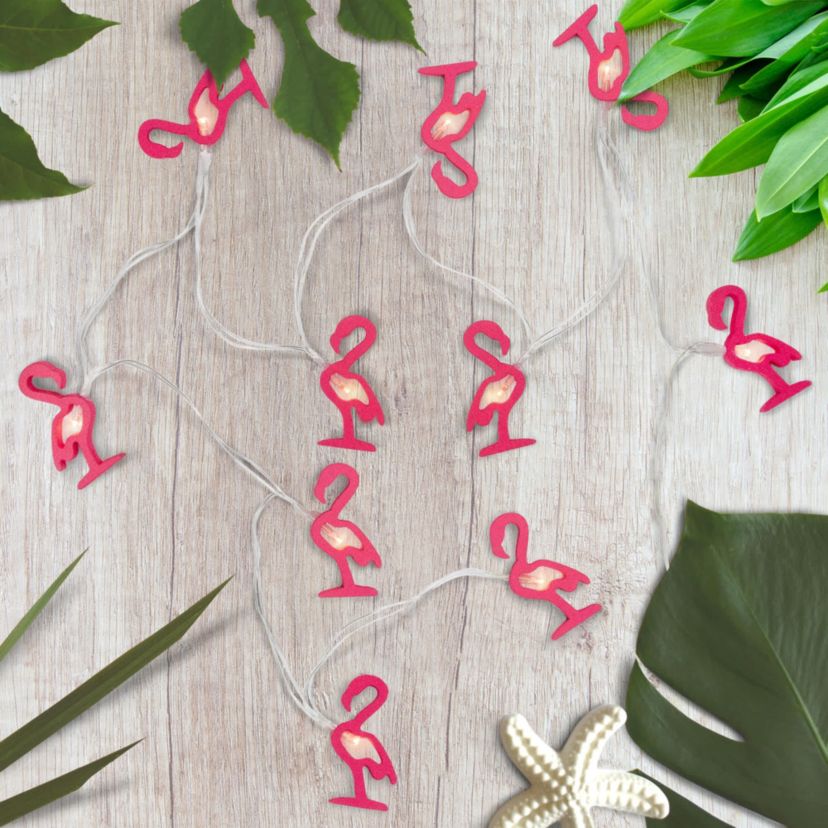 10-Count LED Pink Flamingo Fairy Lights - Warm White