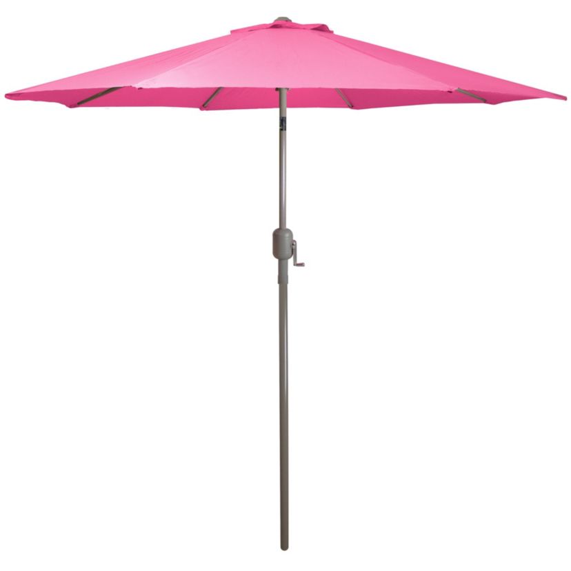 9ft Outdoor Patio Market Umbrella with Hand Crank and Tilt  Pink