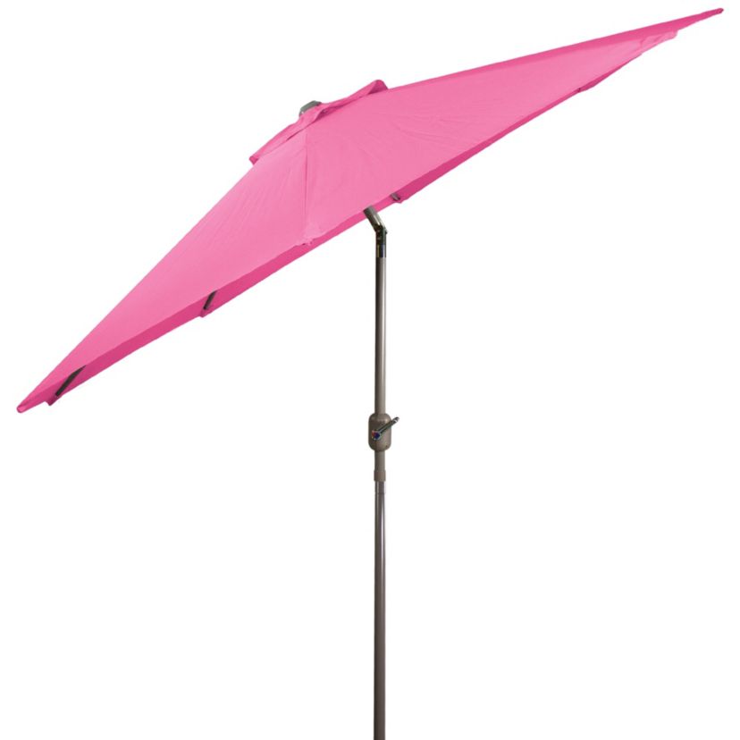 9ft Outdoor Patio Market Umbrella with Hand Crank and Tilt  Pink