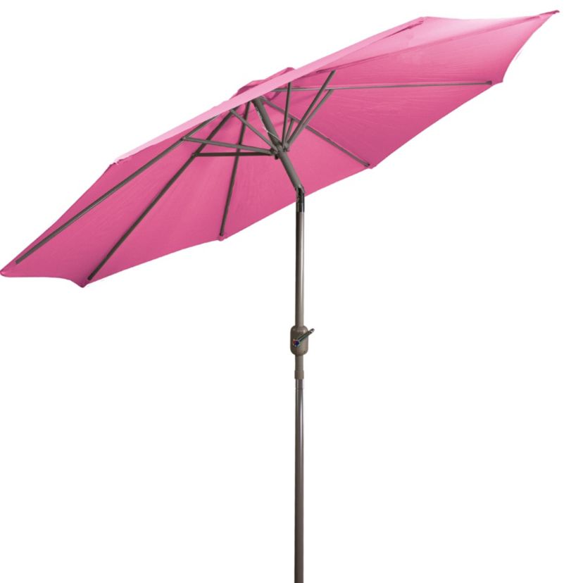 9ft Outdoor Patio Market Umbrella with Hand Crank and Tilt  Pink