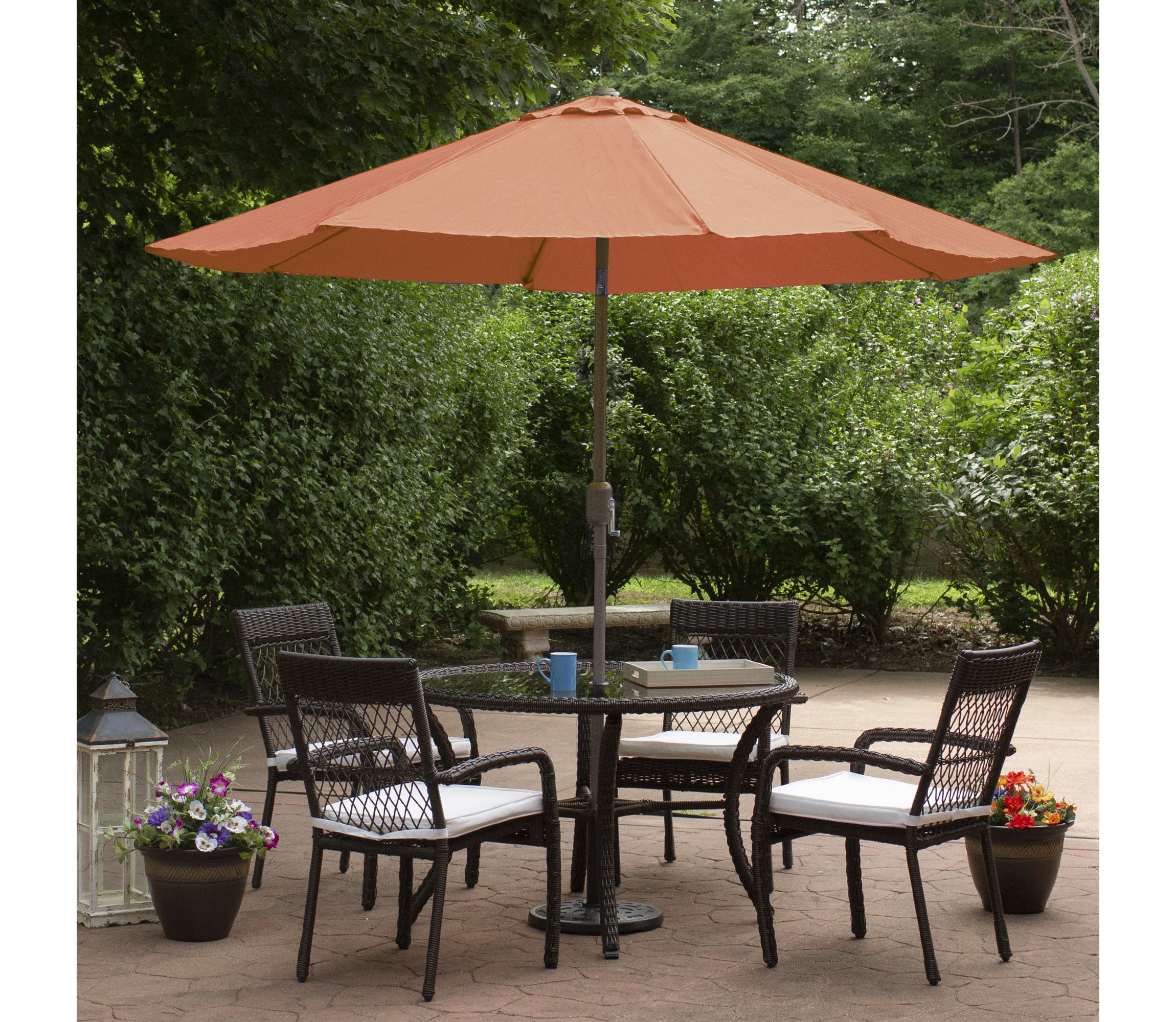 9ft Outdoor Orange Patio Umbrella with Hand Crank and Tilt