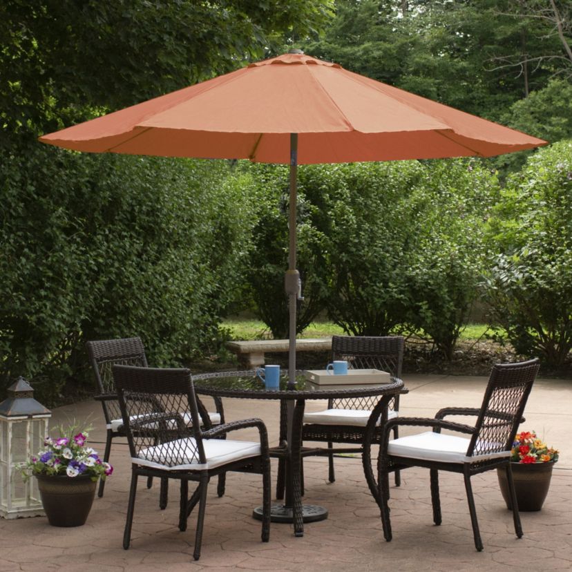 9ft Outdoor Orange Patio Umbrella with Hand Crank and Tilt