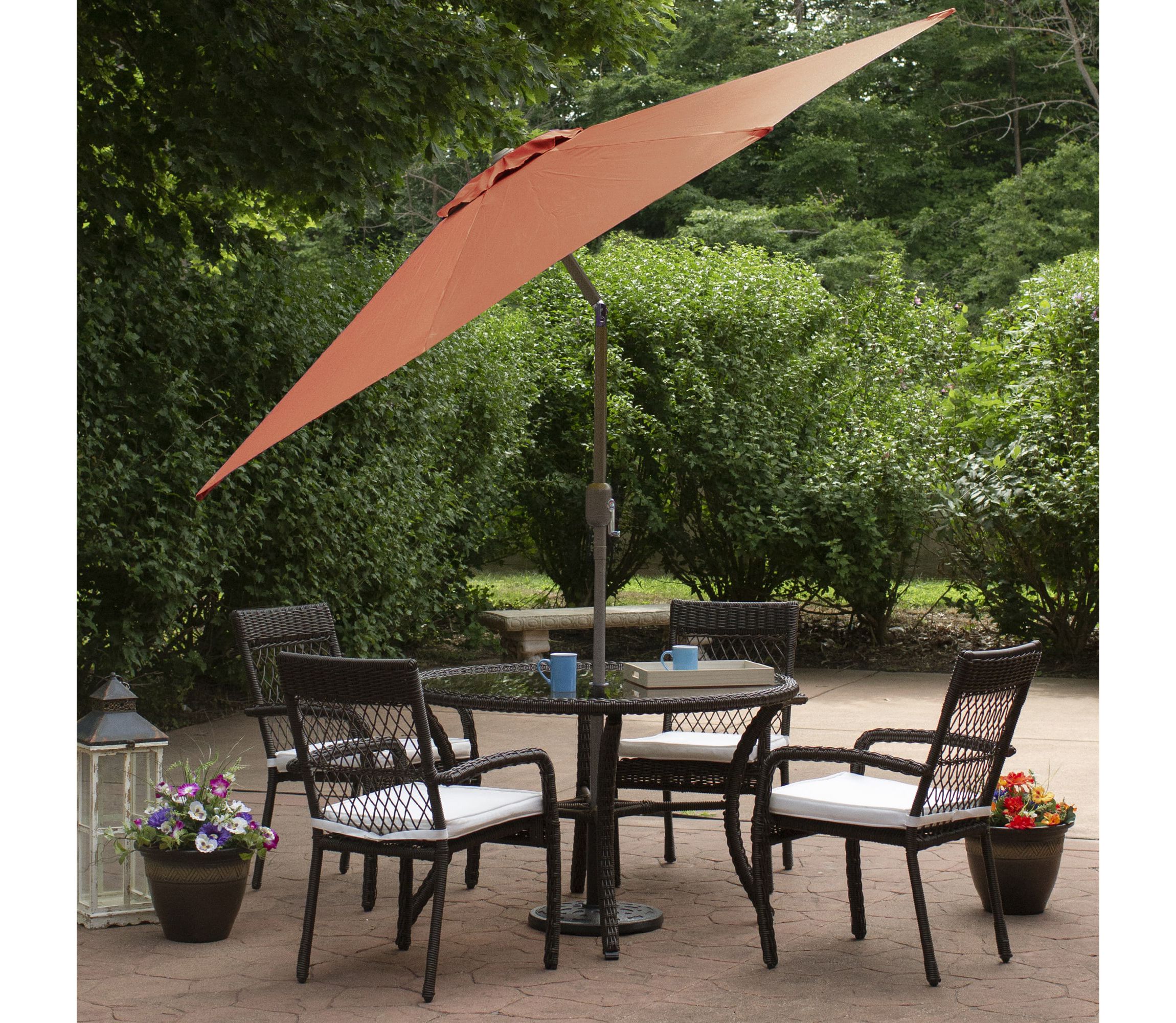 9ft Outdoor Orange Patio Umbrella with Hand Crank and Tilt