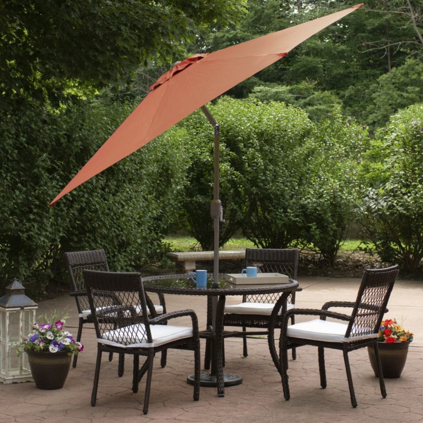 9ft Outdoor Orange Patio Umbrella with Hand Crank and Tilt