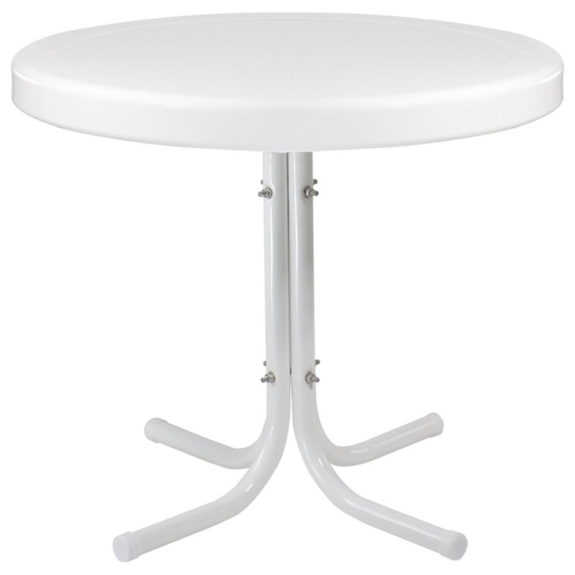 22" Outdoor Retro Tulip Side Table  White