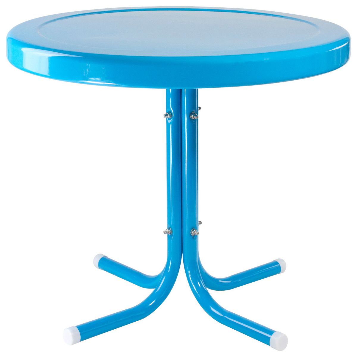 22" Outdoor Retro Tulip Side Table  Turquoise Blue