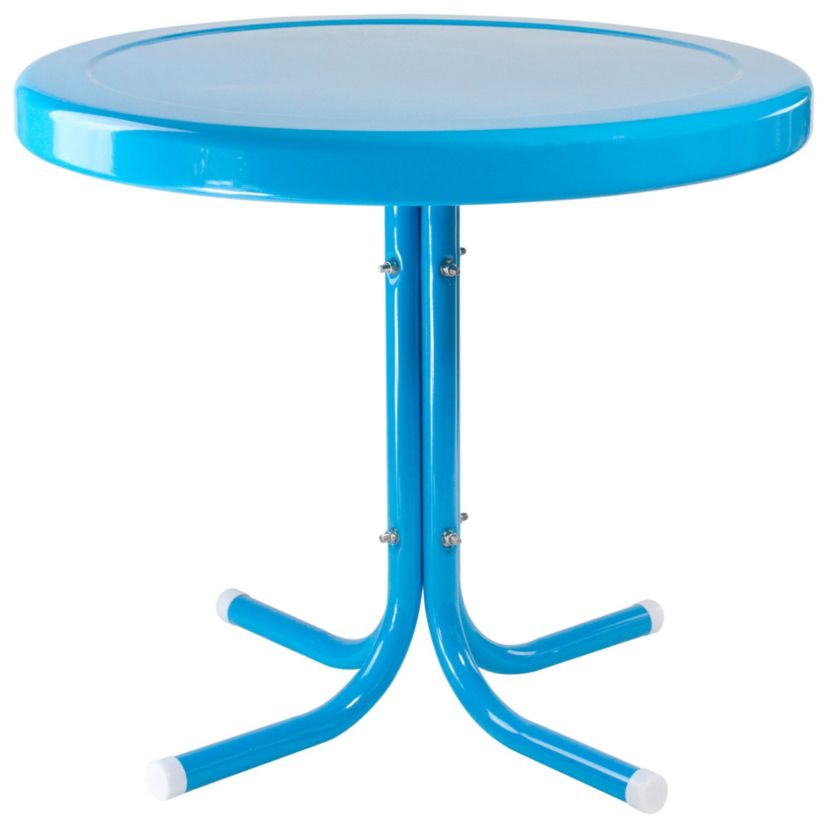 22" Outdoor Retro Tulip Side Table  Turquoise Blue